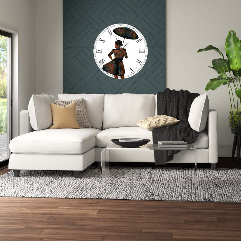 Brella Girl 1 African American Metal wall clock - Luv That Art 