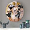 African American Brella Girls Metal Wall Clock - Luv That Art