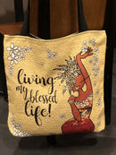 Living my blessed life woven tote - Luv That Art