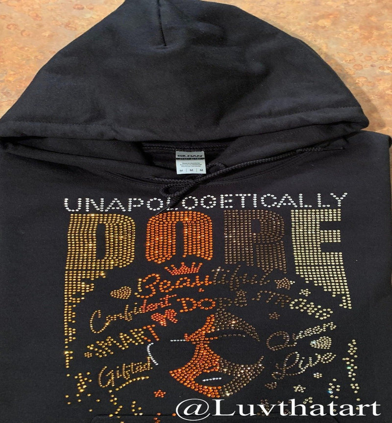 Unapologetically Dope Rhinestone Hoodie T-shirt - Luv That Art 