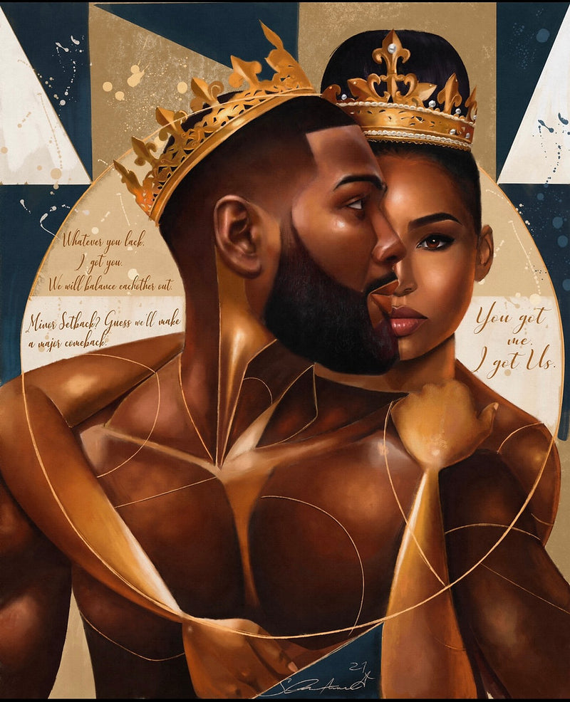 Salaam Muhammad - Protection - Man and woman African American romantic  art