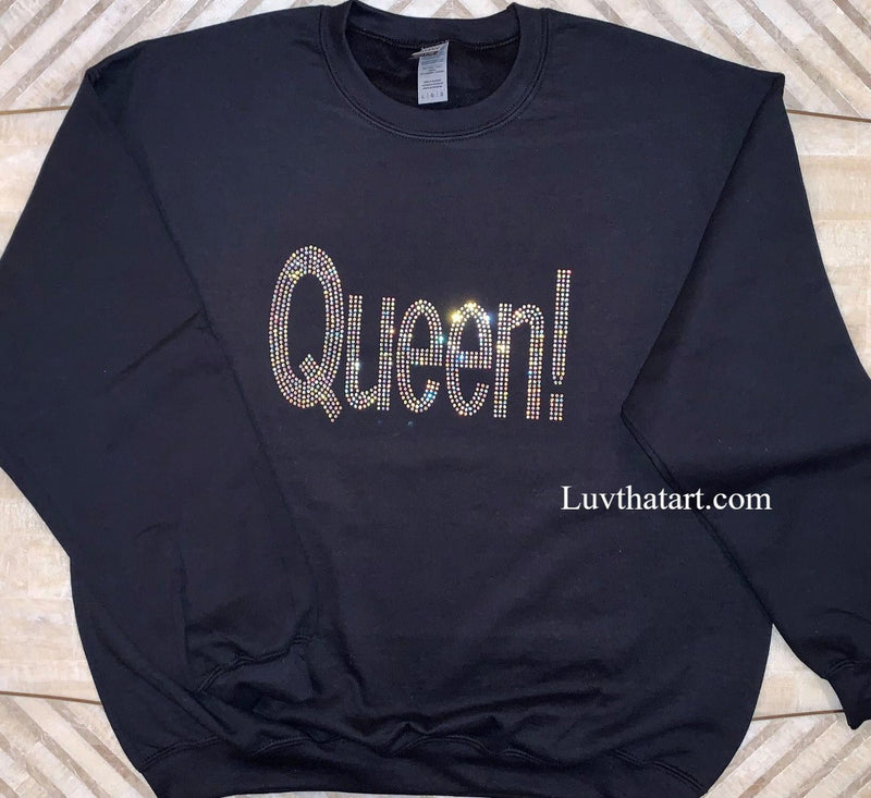 QUEEN - Rhinestone T-shirt - sweatshirt - Luv That Art 