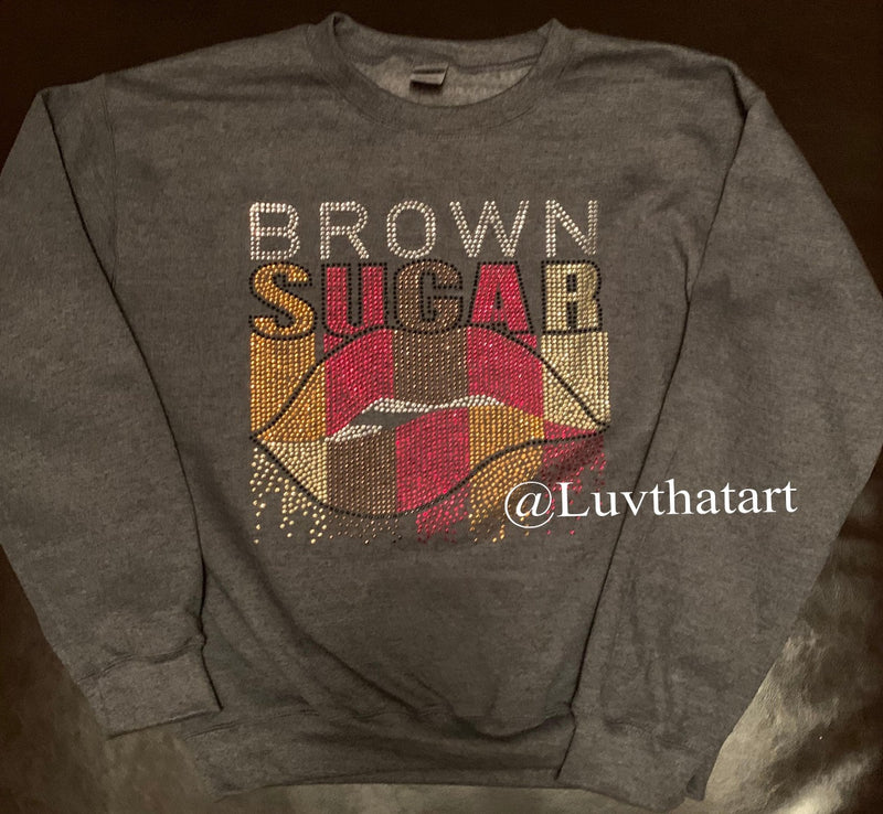 Brown Sugar Rhinestone T-Shirt - Sweatshirt - Luv That Art 