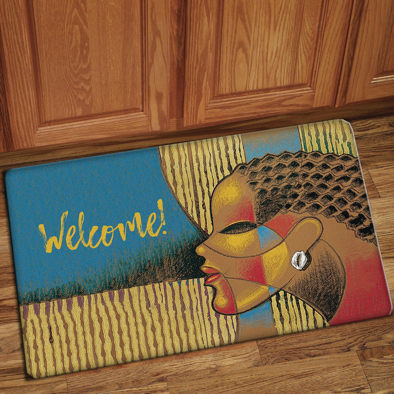 Composite of a Woman - Welcome Floor Mat - Luv That Art 