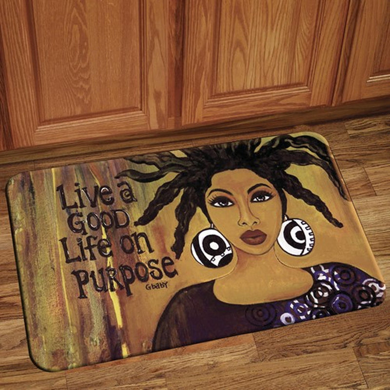 Live A Good Life on Purpose - African American Floor Mat - Luv That Art 