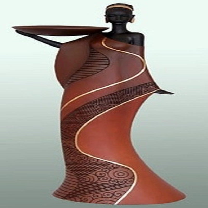 Tribal woman in brown candleholder - Luv That Art 